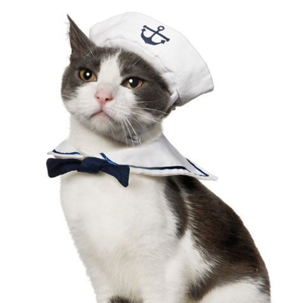 Namsan Cat Dog Sailor Costume Hat Navy Tie Collar