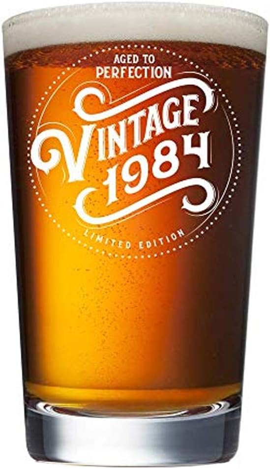 37th Birthday Gifts for Men Women - 1984 Vintage 16 oz Beer Pint Glass - 37 Year Old Gifts for Beer Lovers - Craft Beer Gifts for Men Women - Drinkers Gifts - Gag Funny Humorous Unique Personalized