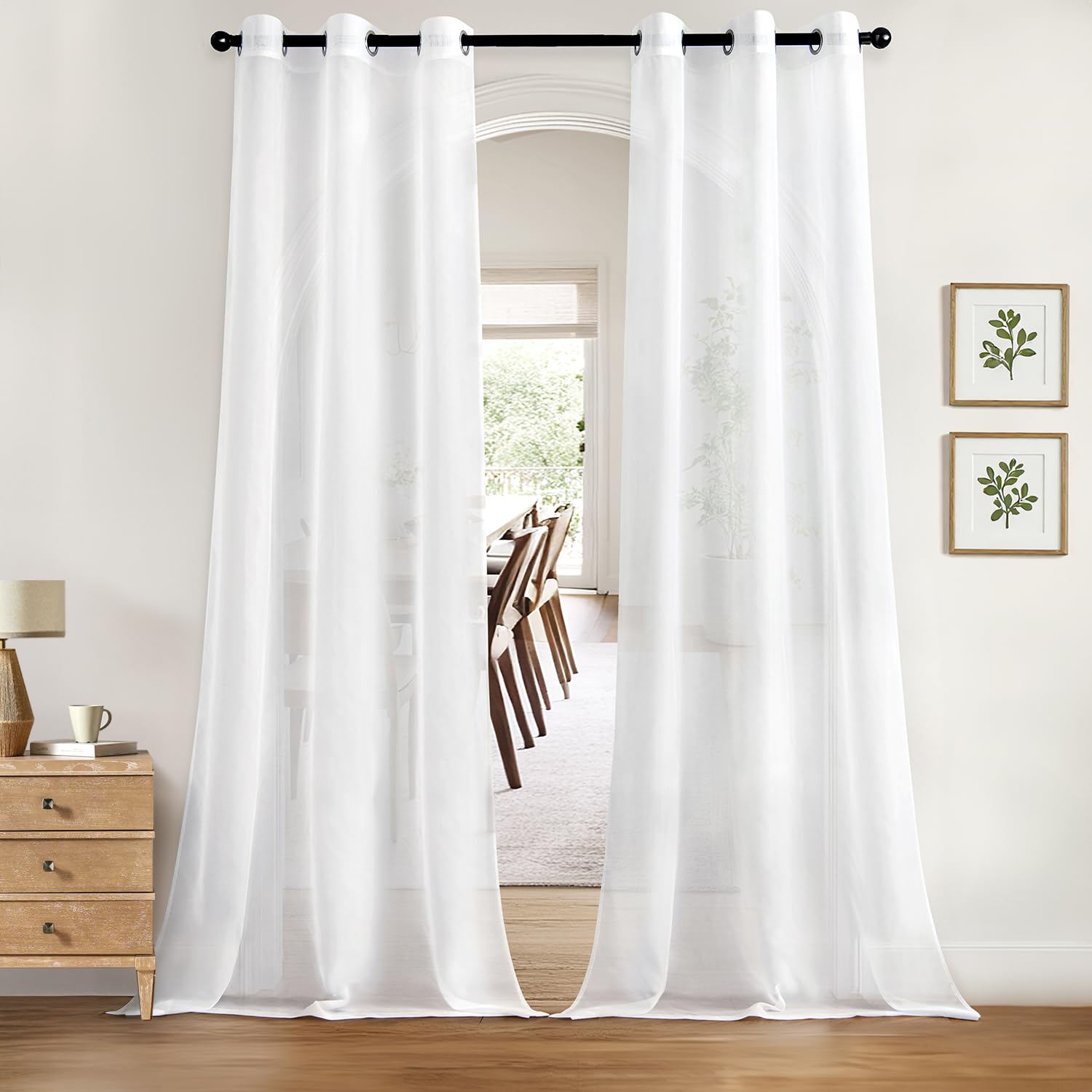 Photo 1 of MIULEE Solid Color Sheer Curtains 84 Inches Long 2 Panels Set - Elegant Lightweight Grommet Light Filtering Window Voile Panels/Drapes/Treatment for Bedroom Living Room W42 x L84 Inch, White