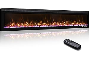 Mystflame 72 inch Electric Fireplace Inserts, Recessed and Wall Mounted Fireplace Heater, Remote & Touch Screen, Log Set & Crystal, 13 Adjustable Flame Color, Thermostat, 1-9H Timer, 750w/1500w
