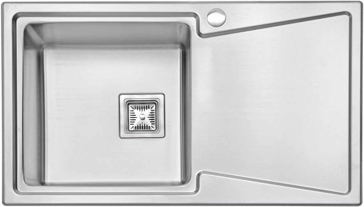 JASSFERRY Brilliant Inset Kitchen Sink 1.2 mm Thickness Stainless Steel Single 1.0 Large Rectangle Bowl Right Hand Drainer Square Strainer Plug Waste Pipe Kit