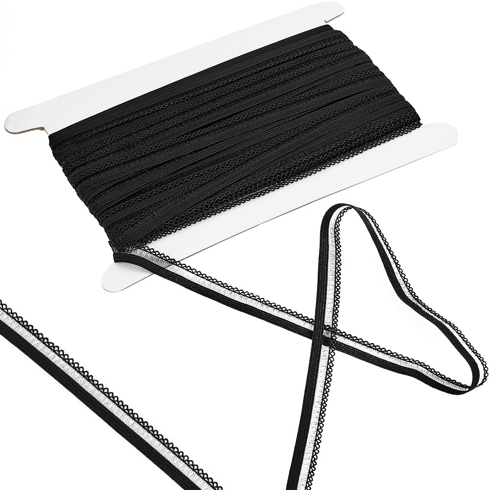 GORGECRAFT 25M Picot Loop Elastic Lace Trim 12mm Knitted Nylon Frilly Spandex Bands Stretch Lace Ribbon Decorative Lingerie Edges Trimming for Underwear Dress Sewing Crafts Upholstery Black