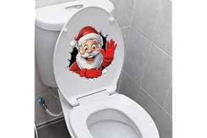 Wipersigns 1Pcs Toilet Stickers and Decals Christmas Funny Santa Claus Hole Decoration Stickers for Toilet Seat Lid Decal Bat