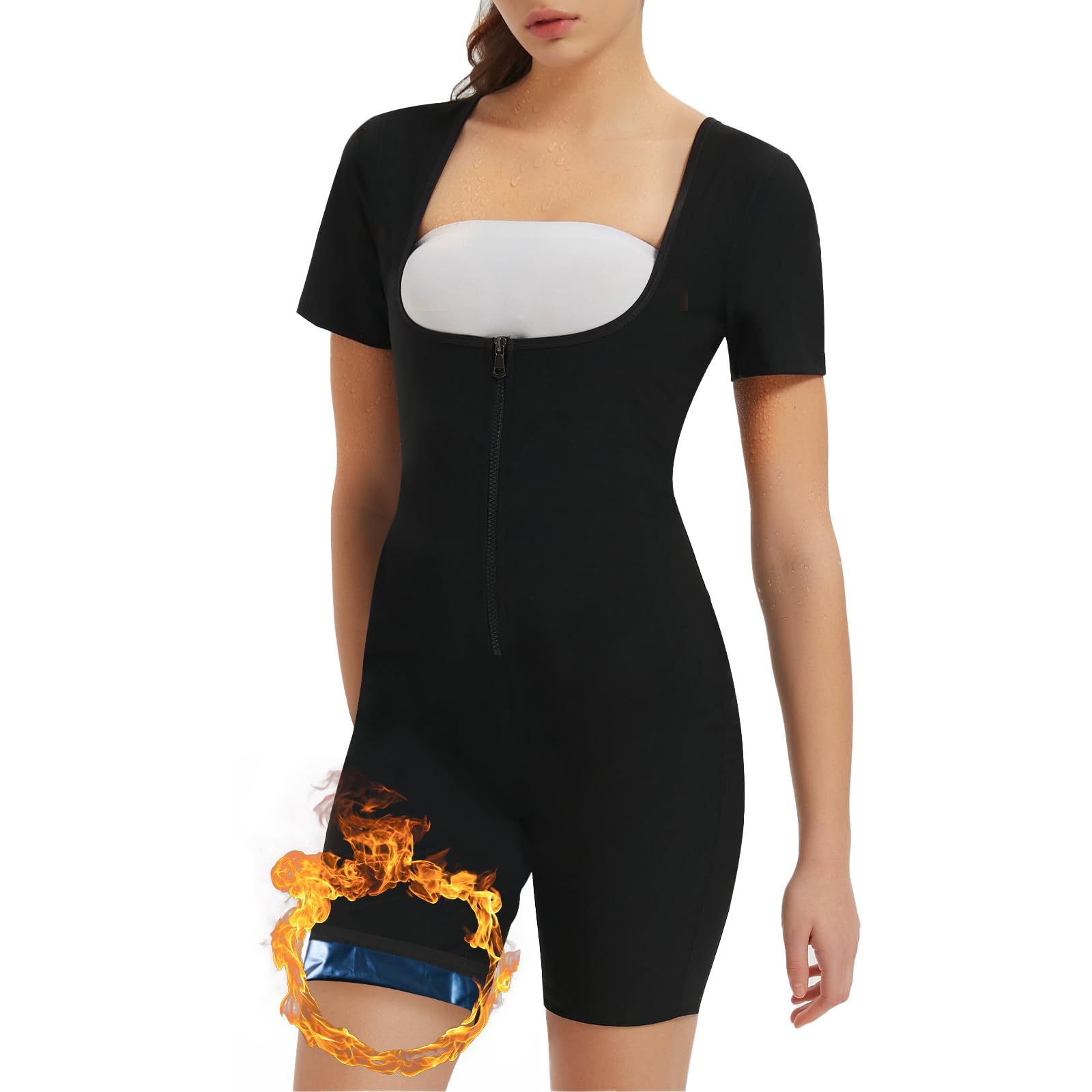 Photo 1 of Donason Sauna Suit for Women Slimming Waist Trainer Vest 3 In 1 Sliming Full Body Shaper Gym Workout Top With Short Sleeve
