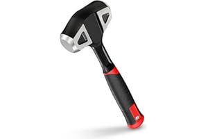 YIYITOOLS 3lb Hard Face Sledge Hammer, Heavy Duty One-Piece Forged Carbon Steel, 3-Pound Strike Drilling/Crack Hammer with Anti-Vibration Rubber Grip for Rock, Demolition & General Construction