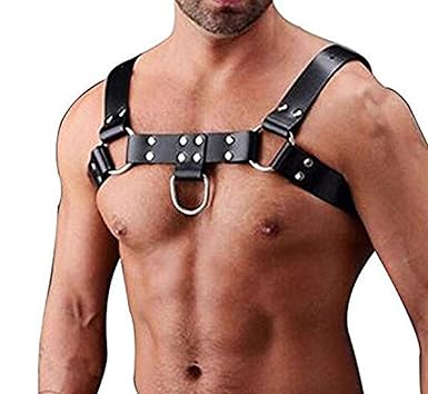 Tiaobug Herren Verstellbarer PU Leder Body Brust Harness Punk Gothic sexy Sklave Bandage Kostüme Party Klub Outfits