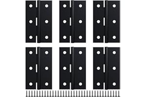 LEIFENY 6 Pack 2.5 inch Black Door Hinges, Small Hinge Hardware for Doors, Cabinets, DIY Projects (Screws Included)