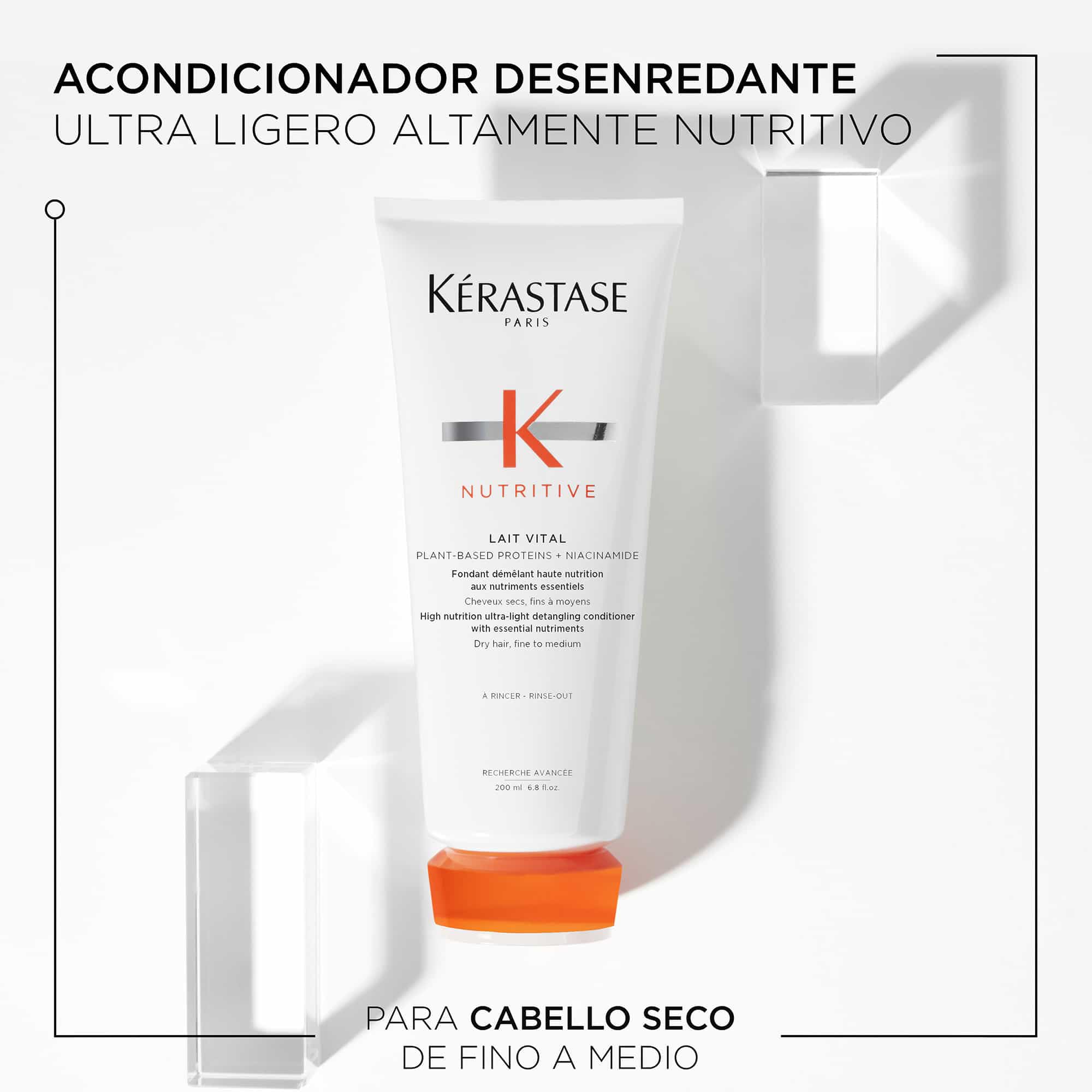 Kerastase Nutritive Lait Vital Hydrating Conditioner For Fine to Medium Dry Hair - Illuminates Shiny Hair and Easily Detangles, With Plant-Based Proteins & Niacinamide