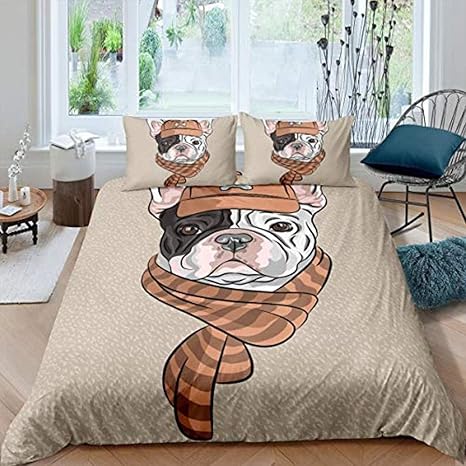 Raaooaceo® Juego de Cama Lindo Animal Bulldog francés Funda nórdica