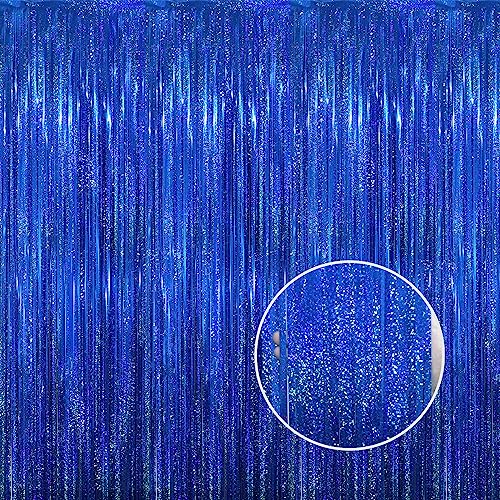 Party Foil Fringe Curtains Shiny Blue Decorations
