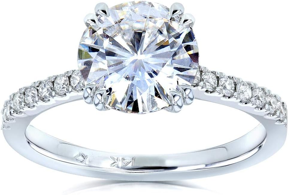 Kobelli Moissanite and Lab Grown Diamond Engagement Ring 2 1/10 CTW 14k White Gold (GH/VS, DEF/VS)