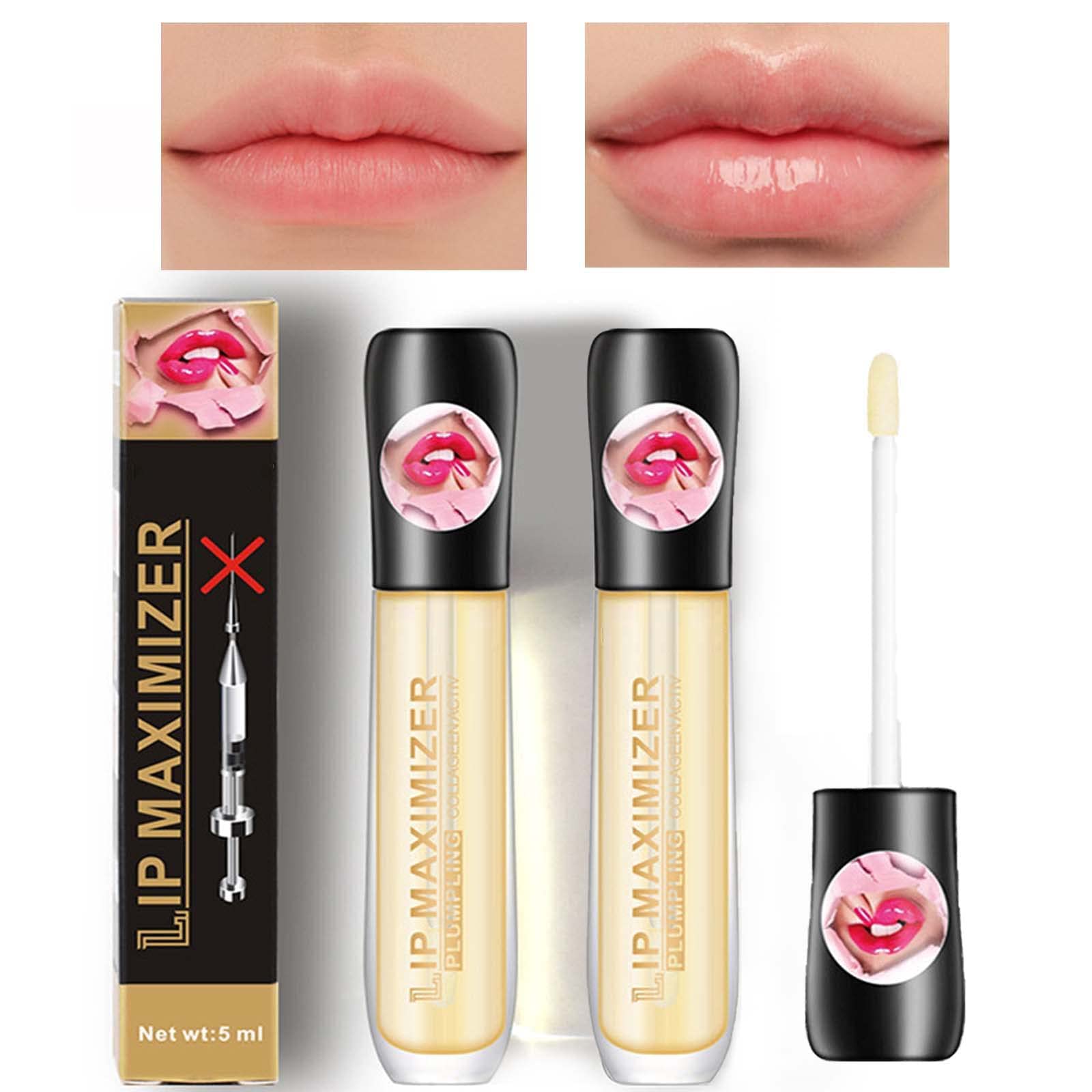 Lip Balm Plumping Lip Gloss,Clear Lip Oil Waterproof Liquid Lip Plumper Strong Moisturize Lipstick Long Lasting Nutritious Lip Plumper Makeup Set (Peach -2PCS)