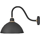 Hinkley Foundry Dome Medium Gooseneck Barn Light, Aluminum, Dark Sky Compliant, 26" Extension, Industrial, 16" Shade, Texture