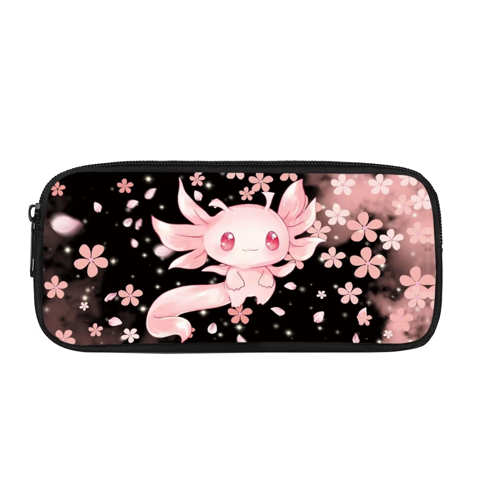 Showudesigns Cherry Blossom Axolotl Pencil Case for Student Teens Adults Pencil Bag Case Kids Pencil Box Storage Bags Girls Pen Pouch Big Capacity Pink Flower — image 1