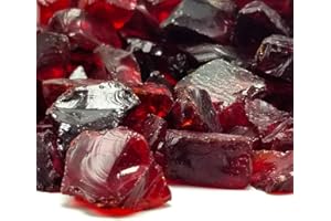 VIVID Heat (5-POUNDS Ruby Red Premium Indoor & Outdoor Crushed Fire Glass Rock Large 1/2, 3/4 & 1" inch Chunky Size - Glass for Use in Gas Fire Pit, Fireplace, Fire Table Etc. (Ruby Red)