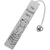 Tinoaly Dog Book Markers, Stainless Steel You Paused Here Dog Bookmark Funny Cute Bookmark with Gift Box for Women and Men Retriever Gift Reading Accessory (Style 2)