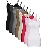 Geyoga 8 Pack Long Tank Tops for Women, Long Camisoles Workout Tops Adjustable Spaghetti Strap Women's Camis Undershirts