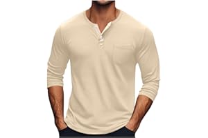 Mens Henley Shirts Long Sleeve Button Down T-Shirts Round Neck Multi-Color Top Stylish Casual Outdoor Oversize Shirt