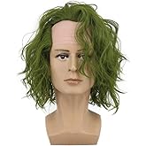 VGbeaty Adult Men Bald Short Curly Dark Green Wig Halloween Cosplay Anime Costume Wig