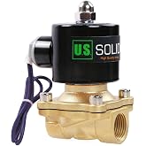 U.S. Solid 1/2 in Brass Electric Solenoid Valve, DC 12 V, Normally Closed, FKM Seal, 4.8 Cv, Semi-Direct, for Air Gas Fuel and Oil