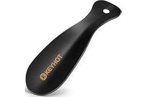 KEYHOT Metal Shoe Horn Small -7.5 Inch Mini Shoehorn -Stainless Steel Shoe Spoon Short Treavel Size for Seniors Kids (Black)