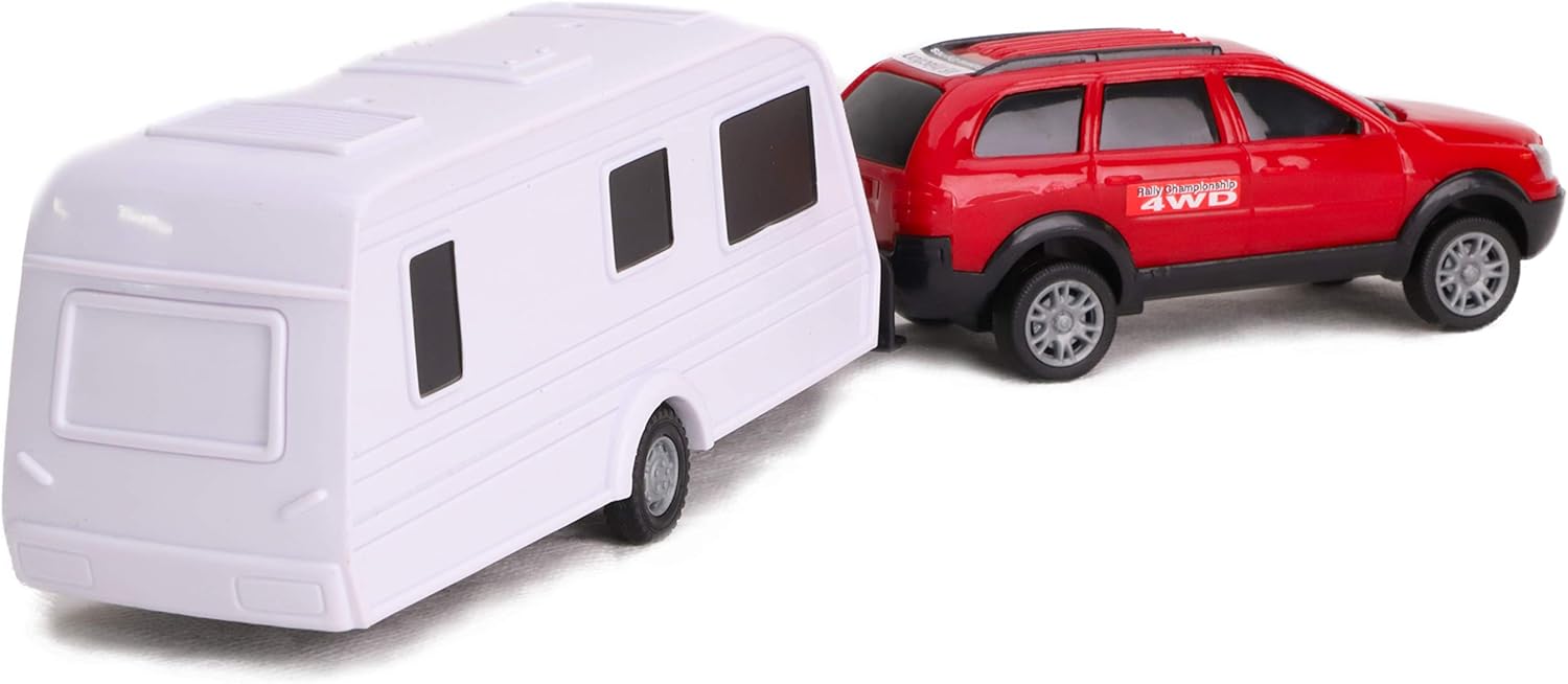Toyland® Car & Caravan Set Pull Along - 1:32 Scale (Red), 35.5 cm (L) x 9 cm (W) x 6.5 cm (H) - Image 5