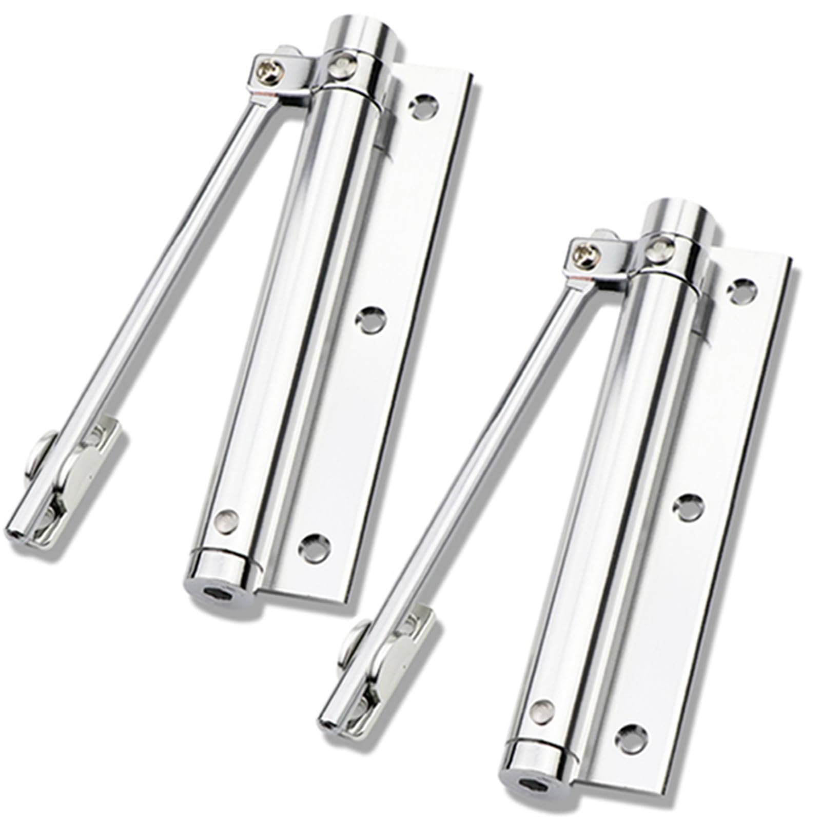 2pcs Stainless Steel Adjustable Automatic Door Closer, Surface Mounted, Spring Loaded for Residential,Commercial, Home, Office, Hotel (Silver)
