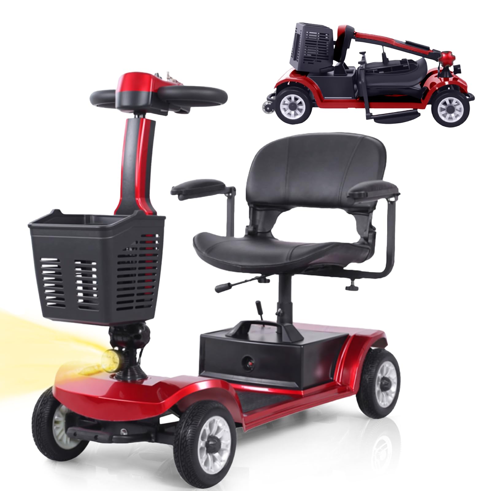 Photo 1 of ** Missing battery and key** HOBIK Electric Mobility Scooter for Adults and Seniors,24V/12A Battery Long Rang 4.9MPH Foldable 4 Wheels Wheelchair,265 LBS Weight Capacity Commuter Scooter,with LED Headlights and Basket