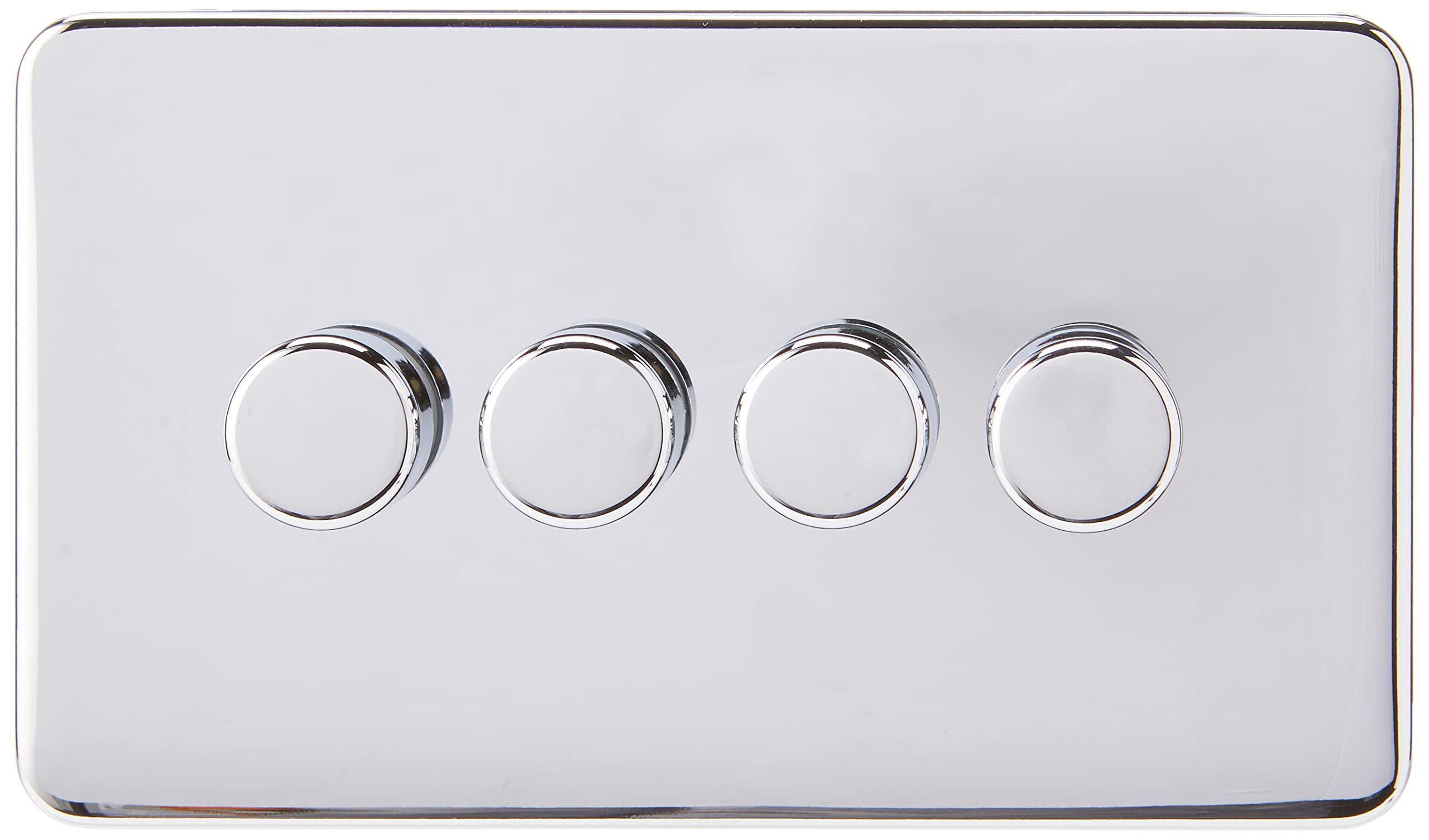 Schneider Electric Lisse Screwless Deco - 4 Gang Universal 2 Way Dimmer Light Switch, 250W/VA, GGBL6042CPCS, Polished Chrome