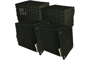 HPKL9999 96 Black Acoustic Foam Tiles (96 Pack) - Soundproof Foam for Studios & Control Rooms