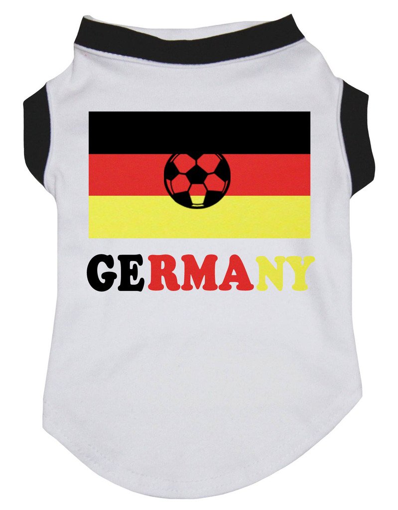 Petitebelle Germany Soccer Flag Puppy Dog Shirt (White, Medium)