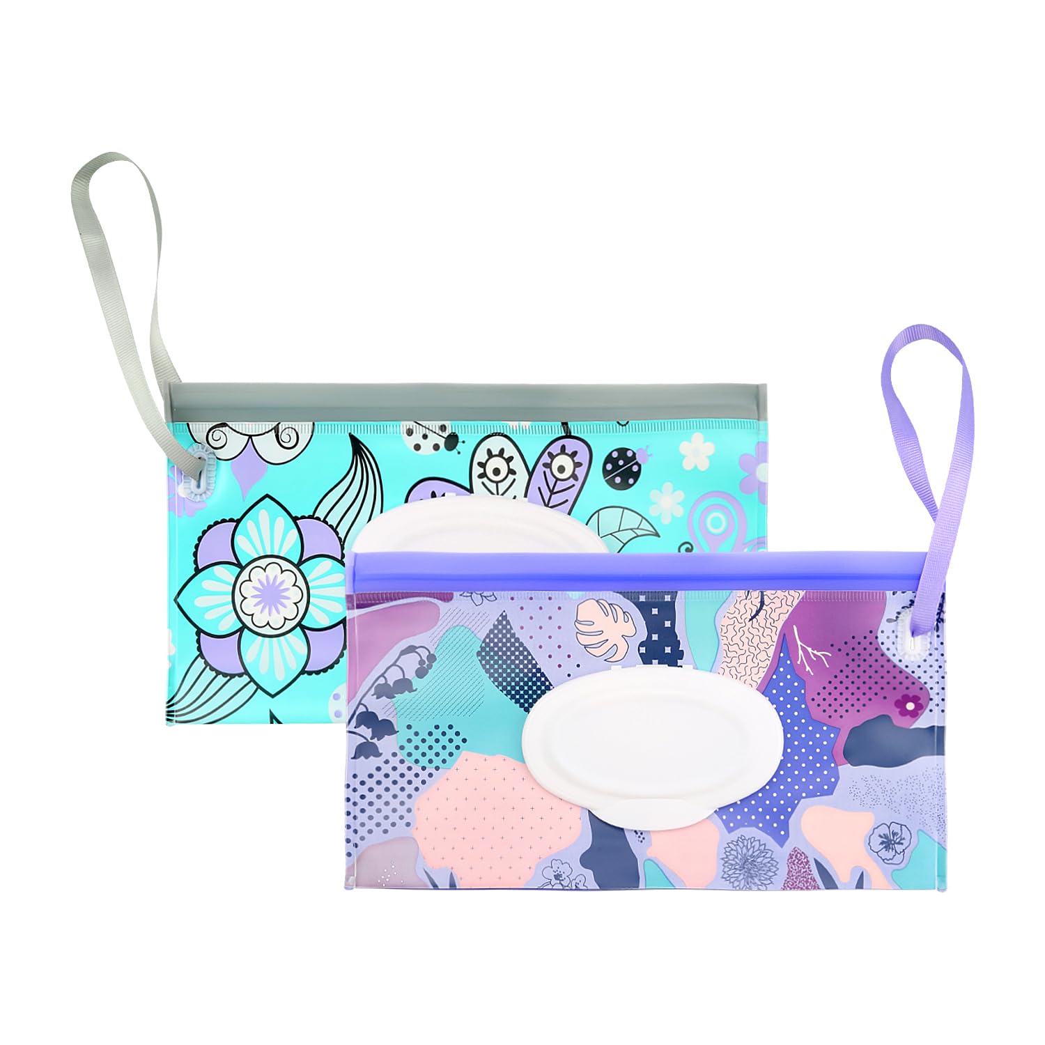 Luckious 2 Pcs Baby Wet Wipes Pouches - Travel-Friendly Refillable Wipe Holders, Portable Wet Wipes Bags
