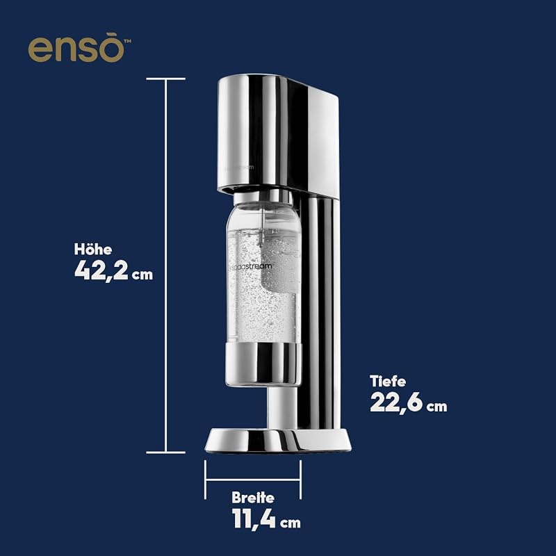 ENSO Wassersprudler - 1L Sprudlerflasche, Edelstahl, Silber