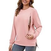 Women Nursing Sweatshirt for Breastfeeding Hidden Zippers Nursing Tops Long Sleeve Comfortable Maternity Sweater