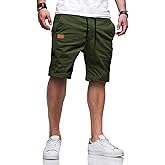 JMIERR Mens Casual Shorts - Cotton Drawstring Summer Beach Stretch Twill Chino Golf Shorts