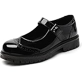 XSE Mary Jane Shoes Women Black Platform Mary Janes for Womens Flats Non Slip Loafers School Office Dressy Casual Work Shoes