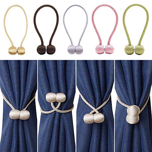 Comidox Ball Magnetic Curtain Buckle Tiebacks Strong Magnetic Tie Band Home Office Decorative Drapes Holders Tieback Clips European Style Window Accessories Gray 1Pair - Thumbnail 2