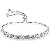 LeCalla 925 Sterling Silver CZ Classic Tennis Bracelet | Silver Tennis Bracelets for Women | Crystal Bracelet Women's Wedding Birthday Trendy Jewelry Gifts