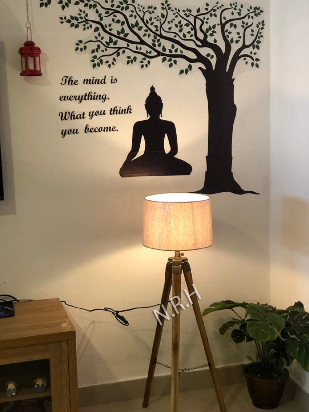 Nautical Replica Hub Modern Natural Wood Tripod Design Floor Lamp (Without Shade)