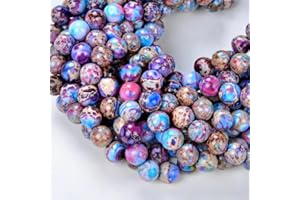 Zenkeeper 116 Pcs Sea Sediment Imperial Jasper Beads for Jewelry Making 6 MM Colorful Imperial Jasper Gemstones Loose Stone Beads