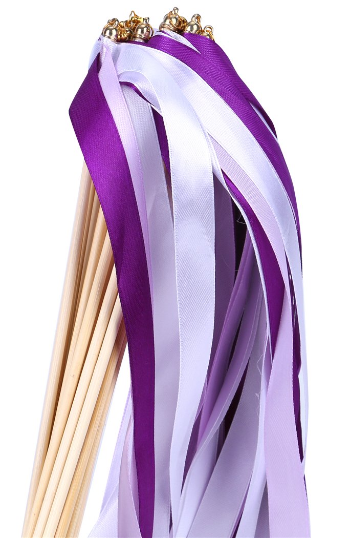 Photo 1 of 30pcs Ribbon Stick Wands Party Streamers for Wedding Party Activities (Purple)