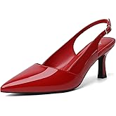 Mostrin Kitten Heels for Women Slingback Pointed Closed Toe Heels Women's Pumps Shoes for Wedding, Party, Commuting