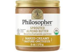 Philosopher's Creamy Sprouted Almond Butter – Organic, Keto, Pourable Smooth Texture (170g / 6oz)