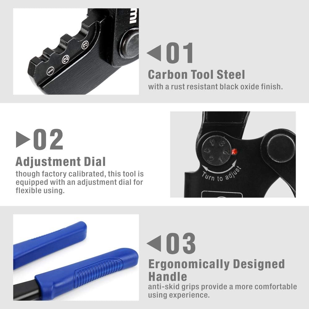IWISS Wire Rope Crimping Tool with Cable Cutter Works for Aluminum Oval Sleeves and Stop Loops Steel Copper Sleeves and Ferrules from 3/64-inch to 1/8-inch - - 