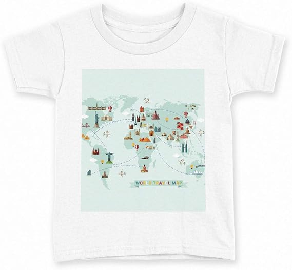 Amazon Igsticker プリント Tシャツ キッズ 子供 160 サイズ Size おしゃれ クルーネック 白 ホワイト T Shirt 世界地図 イラスト Tシャツ カットソー 通販