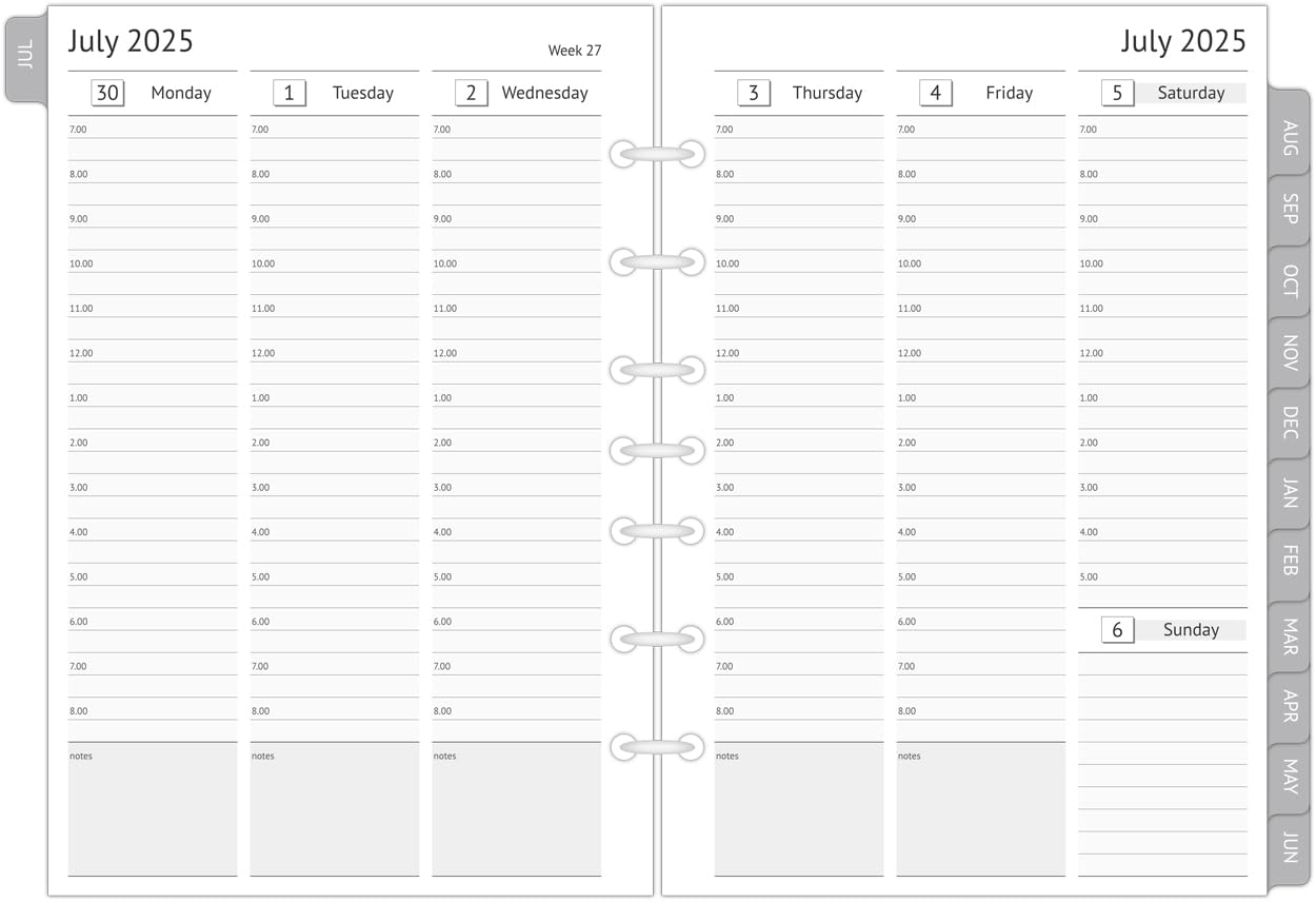 Photo 1 of 2025-2026 Planner Refills for 5.5“x8.5" Mini Binder, Weekly and Monthly Appointment Book Inserts, Tabbed, Classic/Size 4, 7 Holes