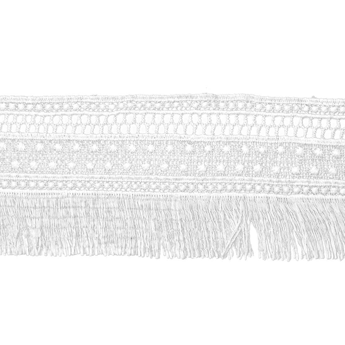 xingmo 3 Yards Fringe Tassel Trim Ribbon Tassels Lace Edge Trim Ribbon Trim Fringe Fabric Embroidered Trimming (White)