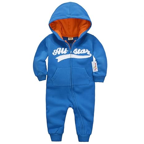 Vine Maedchen Jungen Overalls mit Kapuze Hoodie Jumpsuit Kinder Strampler Spielanzug Langarm-Body Trainingsnazug Reißverschlu