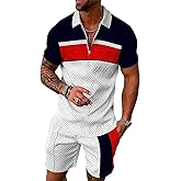 Mens Short Sets 2 Piece Outfits Polo Shirt Fashion Summer Tracksuits Casual Set Short Sleeve and Shorts Set for Men