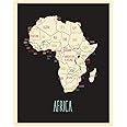 Africa Wall Map Poster (11" x 14") Black and off white - Detailed Map of Africa with all African Countries - Modern Africa Travel Map Wall Decor for Home, Bedroom, Classroom or Office